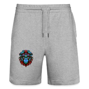 Monkey Portrait Colorful - Stanley/Stella Trainer Unisex Organic Jogging Shorts - heather grey - Front - Nik (191cm) & Marisol (170cm)