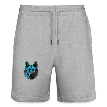 German Shepherd Dog Portrait Colorful - Stanley/Stella Trainer Unisex Organic Jogging Shorts - heather grey - Front - Nik (191cm) & Marisol (170cm)