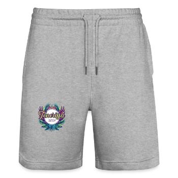Tenerife 2024 Coloré - Short de jogging bio TRAINER Stanley/Stella unisexe - gris chiné - Devant - Nik (191cm) & Marisol (170cm)