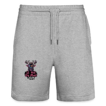 Lloret De Mar 2024 Deer - Stanley/Stella Trainer Unisex Organic Jogging Shorts - heather grey - Front - Nik (191cm) & Marisol (170cm)