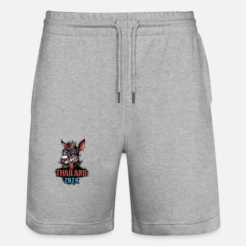 Thaïlande 2024 Vacances Âne - Short de jogging bio TRAINER Stanley/Stella unisexe - gris chiné