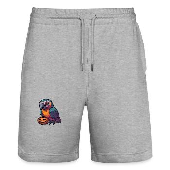Papagai Halloween Comic Zombie - Stanley/Stella Unisex Bio Joggingshorts Trainer  - Grau meliert - Vorne - Nik (191cm) & Marisol (170cm)