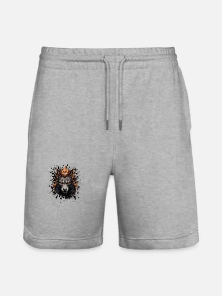 Wolf Head Portrait Crown - Stanley/Stella Trainer Unisex Organic Jogging Shorts - heather grey