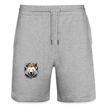 Ours Polaire Tête Portrait Animal Ours Polaire Couronne - Short de jogging bio TRAINER Stanley/Stella unisexe - gris chiné - Devant - Nik (191cm) & Marisol (170cm)