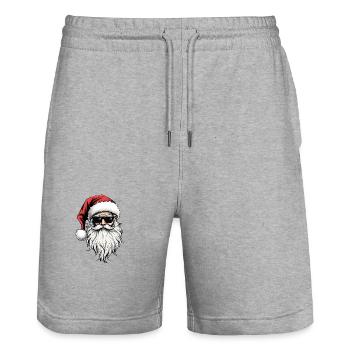 Weihnachtsmann Gesicht Sonnenbrille mit Hut Bart Weihnachten - Stanley/Stella Unisex Bio Joggingshorts Trainer  - Grau meliert - Vorne - Nik (191cm) & Marisol (170cm)