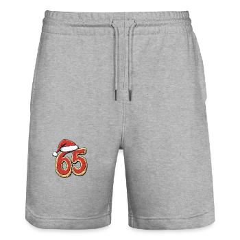 65 Number Christmas - Stanley/Stella Trainer Unisex Organic Jogging Shorts - heather grey - Front - Nik (191cm) & Marisol (170cm)
