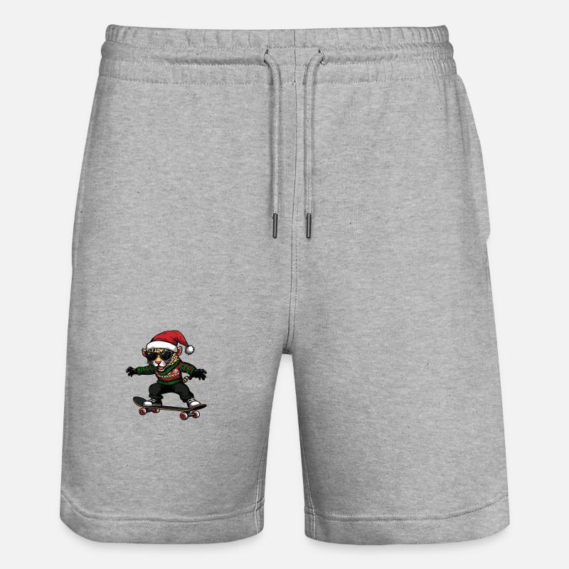 Léopard Noël Drôle - Short de jogging bio TRAINER Stanley/Stella unisexe - gris chiné