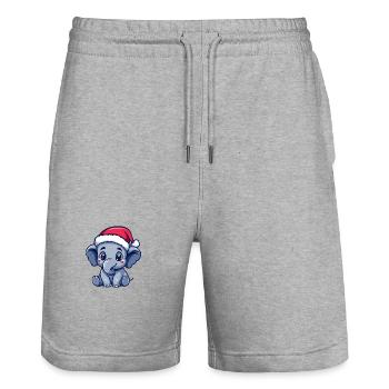 Éléphant Noël Mignon - Short de jogging bio TRAINER Stanley/Stella unisexe - gris chiné - Devant - Nik (191cm) & Marisol (170cm)