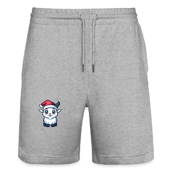Chèvre de montagne Noël mignon - Short de jogging bio TRAINER Stanley/Stella unisexe - gris chiné - Devant - Nik (191cm) & Marisol (170cm)