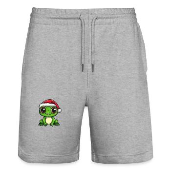 Frog Christmas Cute - Stanley/Stella Trainer Unisex Organic Jogging Shorts - heather grey - Front - Nik (191cm) & Marisol (170cm)