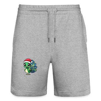 Pfau Vogel Weihnachten Niedlich - Stanley/Stella Unisex Bio Joggingshorts Trainer  - Grau meliert - Vorne - Nik (191cm) & Marisol (170cm)