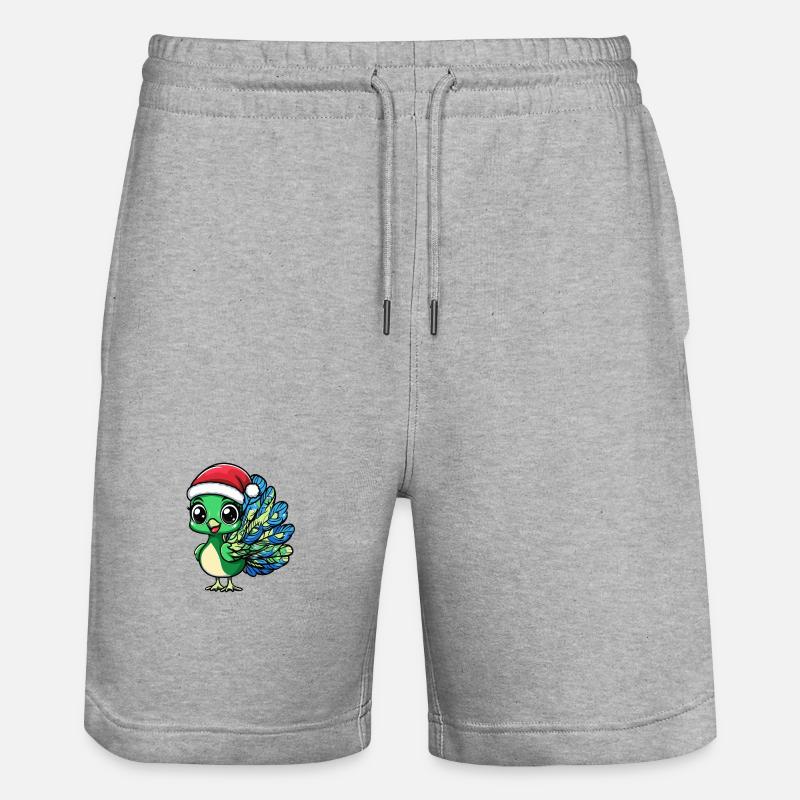 Paon oiseau Noël mignon - Short de jogging bio TRAINER Stanley/Stella unisexe - gris chiné