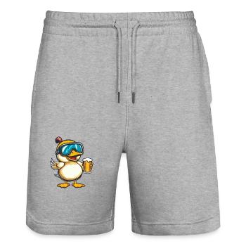 Ente Ski Bier - Stanley/Stella Unisex Bio Joggingshorts Trainer  - Grau meliert - Vorne - Nik (191cm) & Marisol (170cm)
