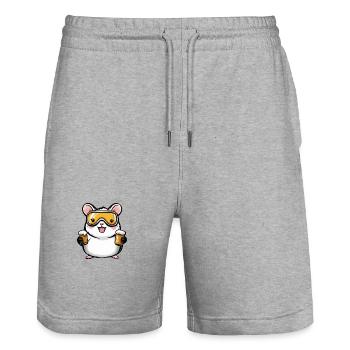 Hamster Ski Bier - Stanley/Stella Unisex Bio Joggingshorts Trainer  - Grau meliert - Vorne - Nik (191cm) & Marisol (170cm)