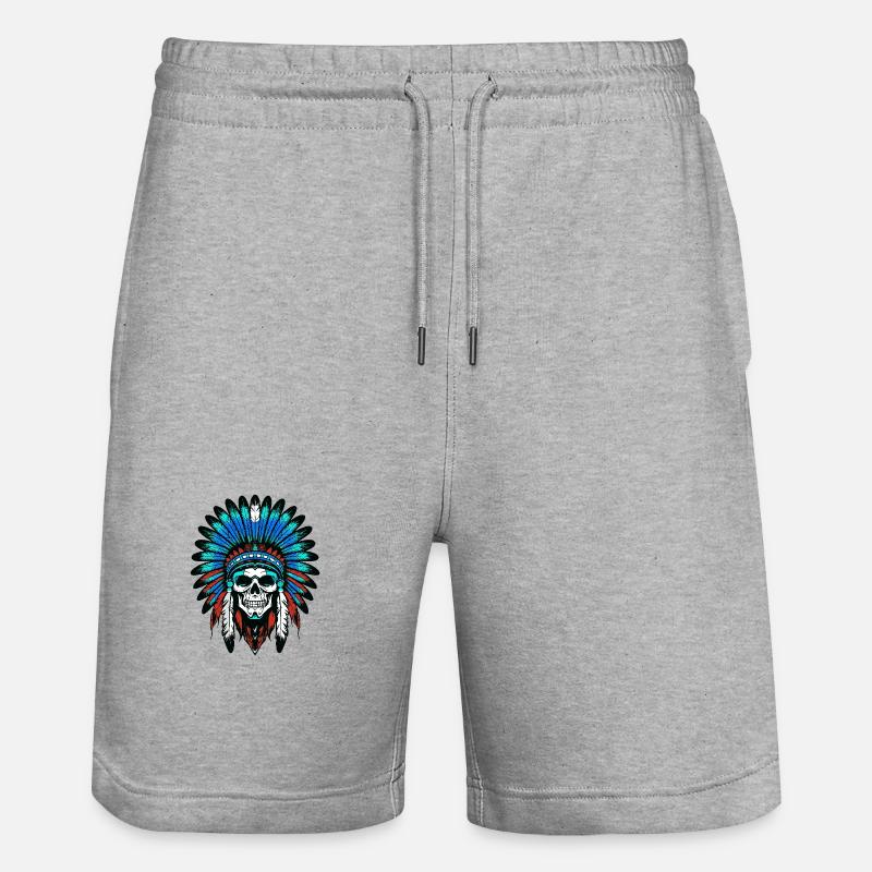 Crâne de chef indien Apache - Short de jogging bio TRAINER Stanley/Stella unisexe - gris chiné