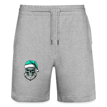 Santa Claus Skull - Stanley/Stella Trainer Unisex Organic Jogging Shorts - heather grey - Front - Nik (191cm) & Marisol (170cm)