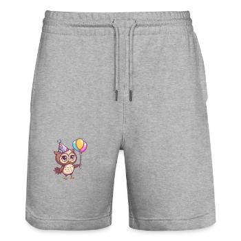 Owl Birthday Baby - Stanley/Stella Trainer Unisex Organic Jogging Shorts - heather grey - Front - Nik (191cm) & Marisol (170cm)