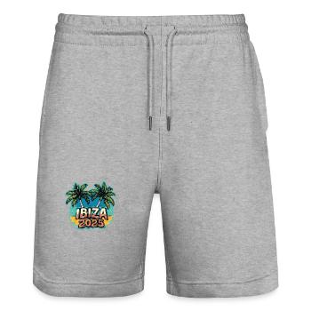 Ibiza 2025 Palm Trees - Stanley/Stella Trainer Unisex Organic Jogging Shorts - heather grey - Front - Nik (191cm) & Marisol (170cm)