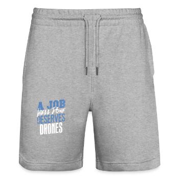 A Job Well Done Deserves Drones Statement - Stanley/Stella Trainer Unisex Organic Jogging Shorts - heather grey - Front - Nik (191cm) & Marisol (170cm)