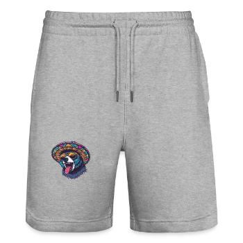 Bear Comic Funny Sombrero - Stanley/Stella Trainer Unisex Organic Jogging Shorts - heather grey - Front - Nik (191cm) & Marisol (170cm)