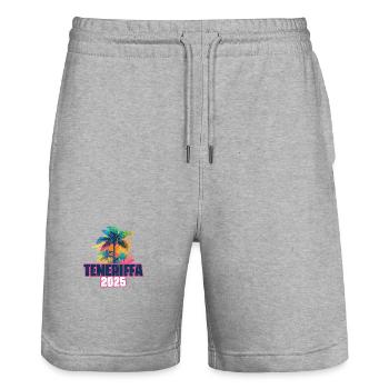 Teneriffa 2025 Urlaub Palmen - Stanley/Stella Unisex Bio Joggingshorts Trainer  - Grau meliert - Vorne - Nik (191cm) & Marisol (170cm)