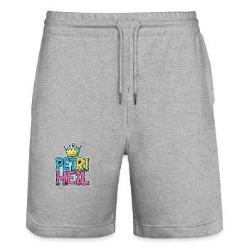 Petri Heil Fischen - Stanley/Stella Unisex Bio Joggingshorts Trainer  - Grau meliert - Vorne - Nik (191cm) & Marisol (170cm)