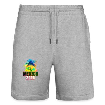 Mexiko 2025 Bunt Palmen - Stanley/Stella Unisex Bio Joggingshorts Trainer  - Grau meliert - Vorne - Nik (191cm) & Marisol (170cm)