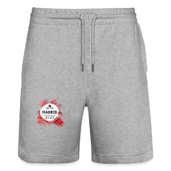 Madrid 2025 Bunt - Stanley/Stella Unisex Bio Joggingshorts Trainer  - Grau meliert - Vorne - Nik (191cm) & Marisol (170cm)