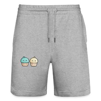 Zwei süße Kawaii-Cupcakes - Stanley/Stella Unisex Bio Joggingshorts Trainer  - Grau meliert - Vorne - Nik (191cm) & Marisol (170cm)
