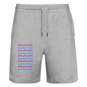 MOM trifft DAD, ein Dankeschön mit Herzen. - Stanley/Stella Unisex Bio Joggingshorts Trainer  - Grau meliert - Vorne - Nik (191cm) & Marisol (170cm)