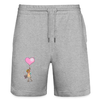 Cupid's Got Balloon Blues: Full Color Design - Stanley/Stella Trainer Unisex Organic Jogging Shorts - heather grey - Front - Nik (191cm) & Marisol (170cm)