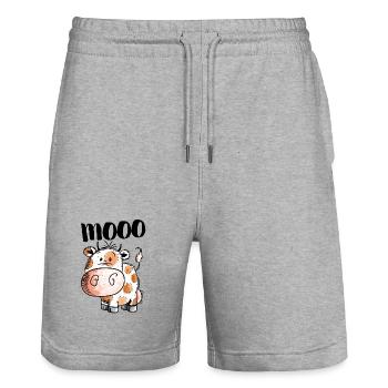 Little Cow Baby - Cow - Cows - Calf - Bull - Beef - Stanley/Stella Trainer Unisex Organic Jogging Shorts - heather grey - Front - Nik (191cm) & Marisol (170cm)