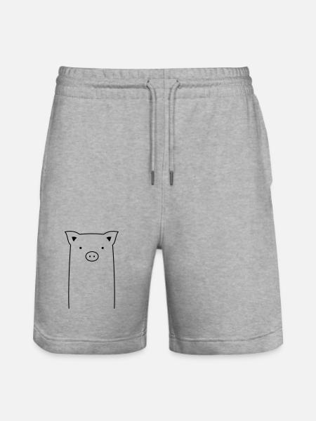 Schwein Sau Ferkel Geschenkidee - Stanley/Stella Unisex Bio Joggingshorts Trainer  - Grau meliert