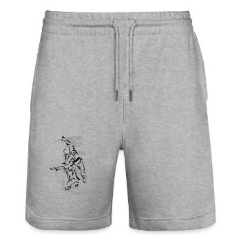 Projection martiale - Short de jogging bio TRAINER Stanley/Stella unisexe - gris chiné - Devant - Nik (191cm) & Marisol (170cm)