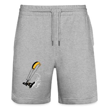 Kitesurfen und Wellen flex - Stanley/Stella Unisex Bio Joggingshorts Trainer  - Grau meliert - Vorne - Nik (191cm) & Marisol (170cm)