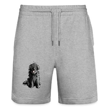 Terre-neuve - chien- dessin animé - Short de jogging bio TRAINER Stanley/Stella unisexe - gris chiné - Devant - Nik (191cm) & Marisol (170cm)