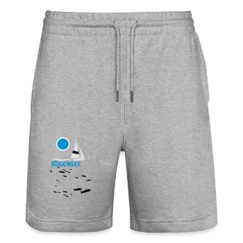 Bodensee - Felchen T-Shirt - Stanley/Stella Unisex Bio Joggingshorts Trainer  - Grau meliert - Vorne - Nik (191cm) & Marisol (170cm)