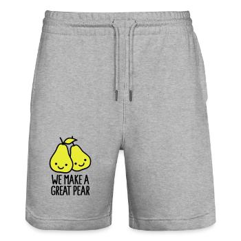 We make a great pear - Stanley/Stella Trainer Unisex Organic Jogging Shorts - heather grey - Front - Nik (191cm) & Marisol (170cm)