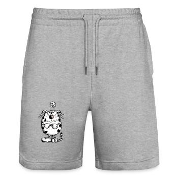 Mies gelaunte Katze - Comic - Skull - Fun - Stanley/Stella Unisex Bio Joggingshorts Trainer  - Grau meliert - Vorne - Nik (191cm) & Marisol (170cm)