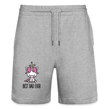 Best dad ever - cute unicorn - Stanley/Stella Trainer Unisex Organic Jogging Shorts - heather grey - Front - Nik (191cm) & Marisol (170cm)
