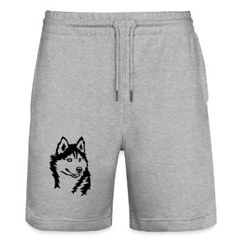 Tête de Husky - Short de jogging bio TRAINER Stanley/Stella unisexe - gris chiné - Devant - Nik (191cm) & Marisol (170cm)