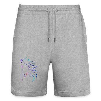 Cheval - Short de jogging bio TRAINER Stanley/Stella unisexe - gris chiné - Devant - Nik (191cm) & Marisol (170cm)