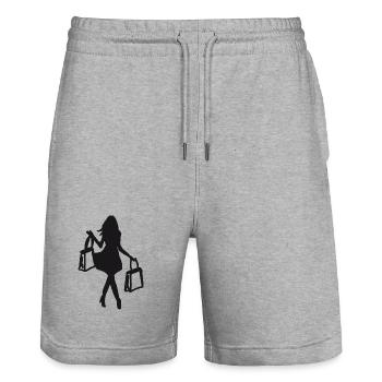 Shopping Woman - Stanley/Stella Trainer Unisex Organic Jogging Shorts - heather grey - Front - Nik (191cm) & Marisol (170cm)