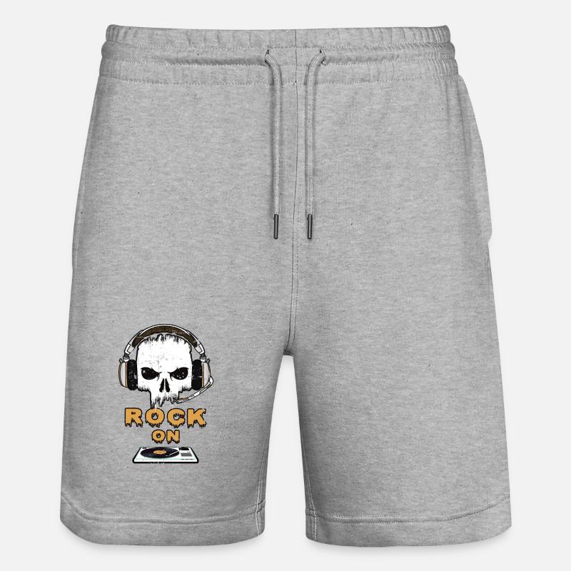 Rock Music On - Stanley/Stella Trainer Unisex Organic Jogging Shorts - heather grey