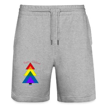 Christmas tree- Pride tree LGBTQ+ - Stanley/Stella Trainer Unisex Organic Jogging Shorts - heather grey - Front - Nik (191cm) & Marisol (170cm)