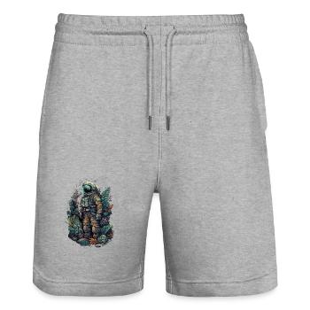 Astronaut overgrown with plants - Surreal - Stanley/Stella Trainer Unisex Organic Jogging Shorts - heather grey - Front - Nik (191cm) & Marisol (170cm)