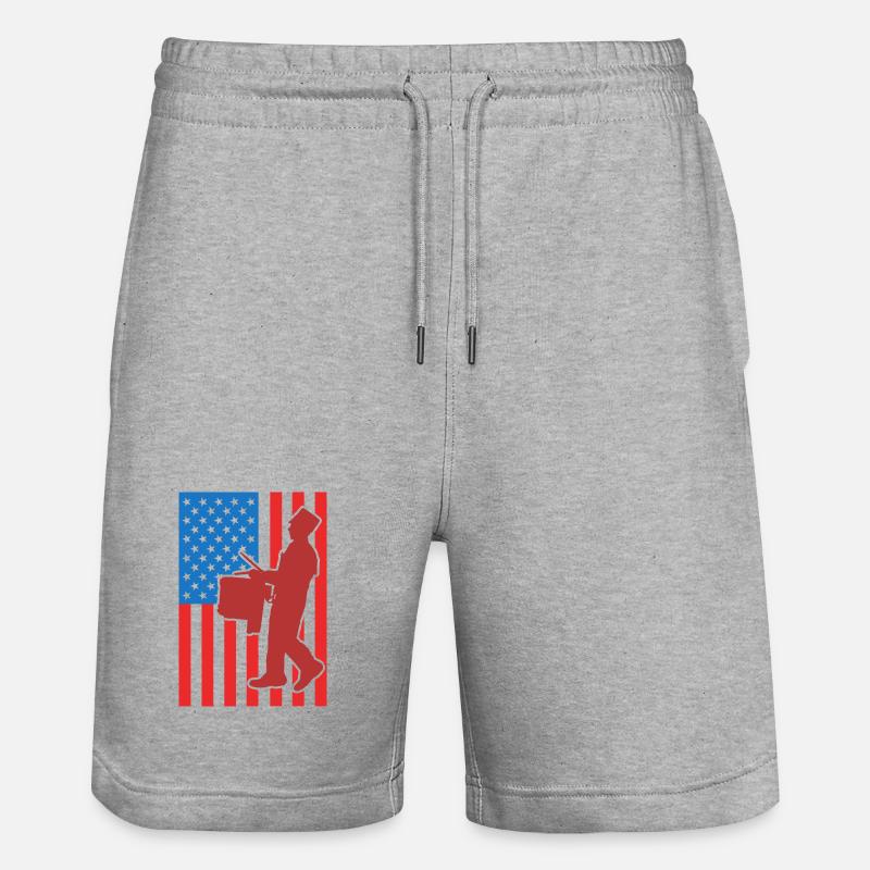 Drapeau de Drum USA - Short de jogging bio TRAINER Stanley/Stella unisexe - gris chiné