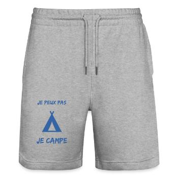 CAMPING. CAMPER. JE PEUX PAS. HUMOUR. VACANCES - Short de jogging bio TRAINER Stanley/Stella unisexe - gris chiné - Devant - Nik (191cm) & Marisol (170cm)