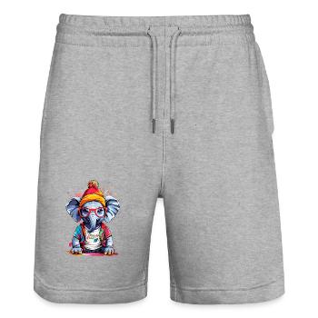 Éléphant cool - Short de jogging bio TRAINER Stanley/Stella unisexe - gris chiné - Devant - Nik (191cm) & Marisol (170cm)