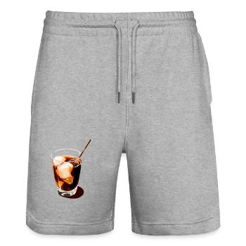 Coffee Drink Illustration - Stanley/Stella Trainer Unisex Organic Jogging Shorts - heather grey - Front - Nik (191cm) & Marisol (170cm)